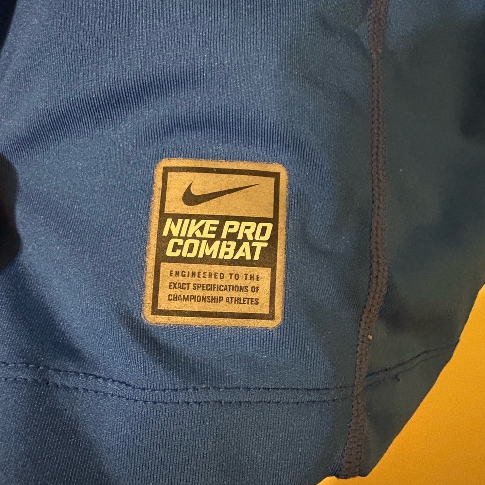 Nike Blue Long Sleeve Dri-FIT Pro Combat Shirt XL - Picture 2 of 5